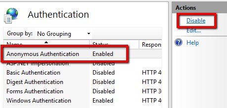 Disable Anonymous Authentication Step